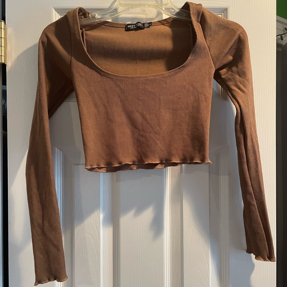 Nasty Gal brown crop top size XS